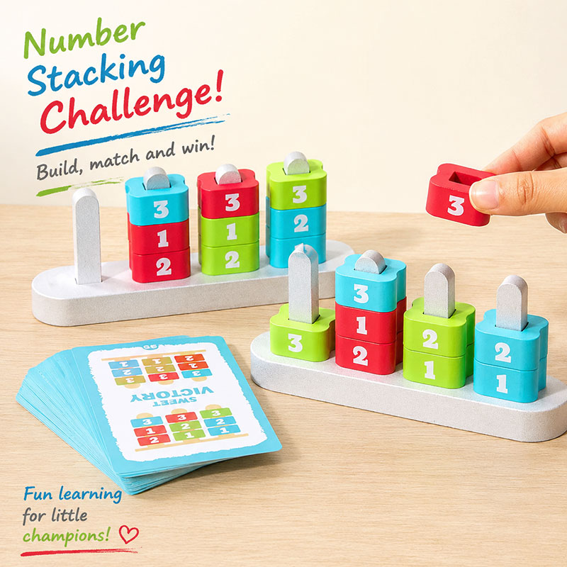 Wooden Blocks Stacking - Wooden Number Stacking Blocks Toy Kids