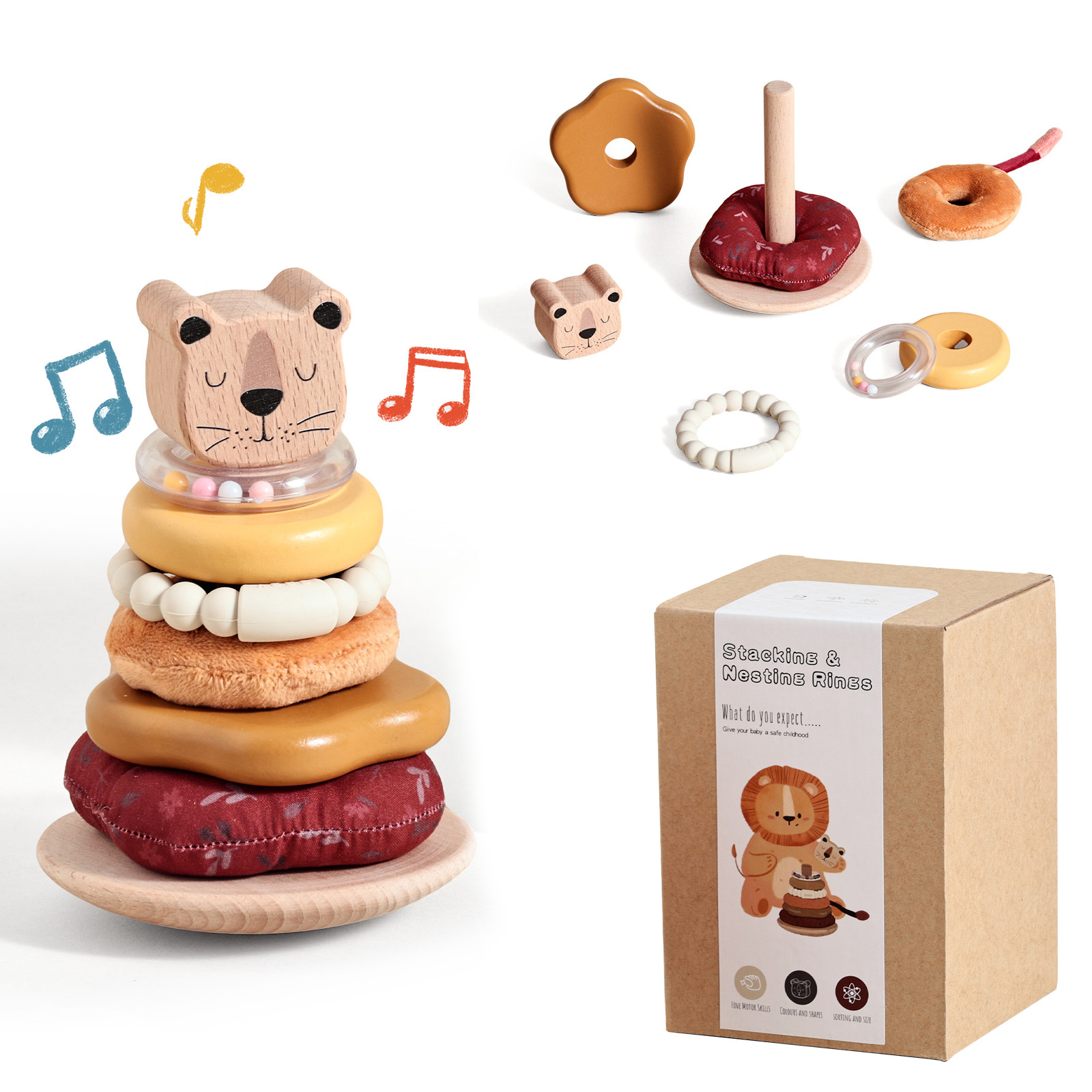 Baby Montessori Stacking Woode - огляд і ціна Wooden Blocks Stacking