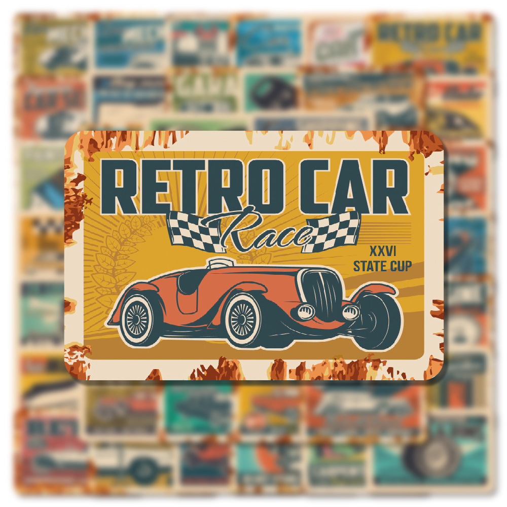 10/30/50pcs Retro Ads Car Stic - огляд і ціна Kids Toys Vintage