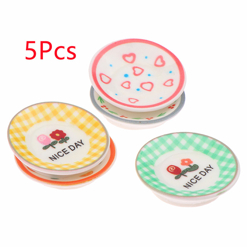 5Pcs 1/12 Dollhouse Mini Plate - огляд і ціна Dollhouse Furniture Set