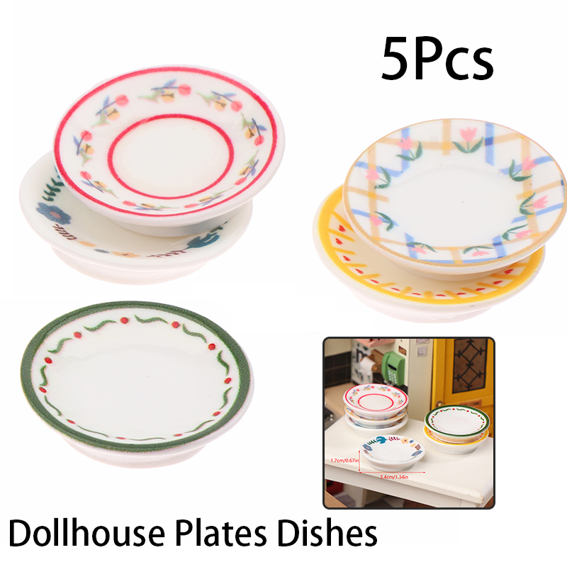 5Pcs 1/12 Dollhouse Mini Plate - огляд і ціна Dollhouse Furniture Set