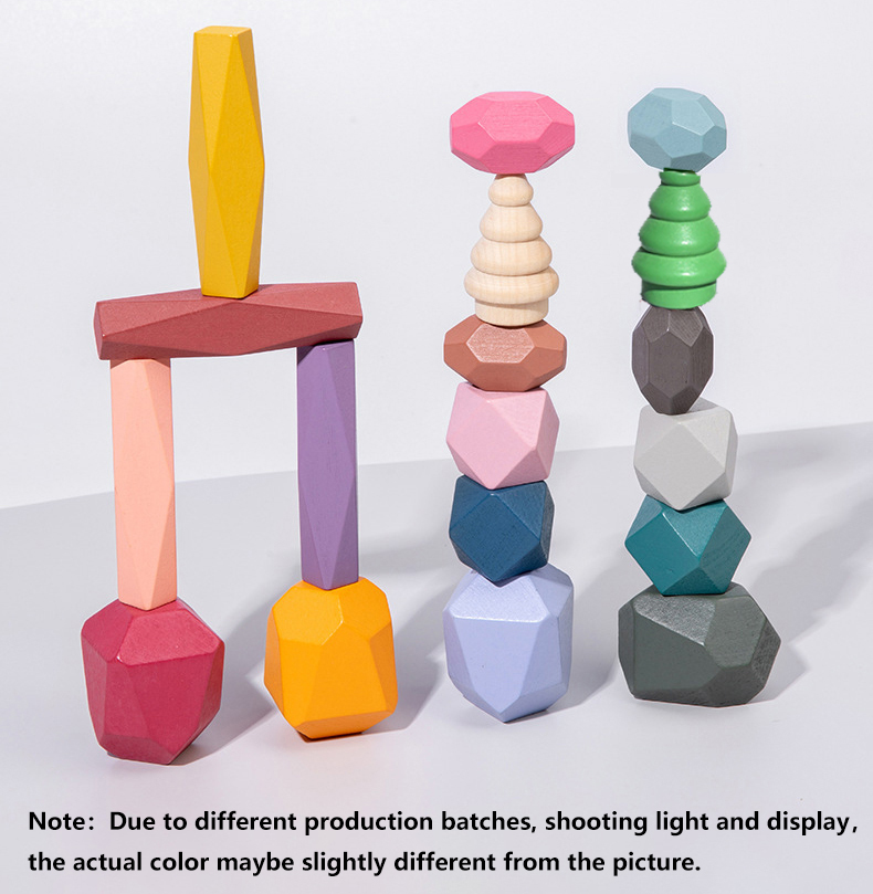 18 Pcs Wooden Stacking Rocks B - огляд і ціна Wooden Blocks Stacking