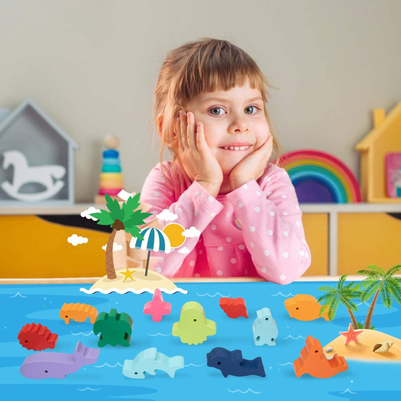 New Children Montessori Wooden - огляд і ціна Wooden Blocks Stacking