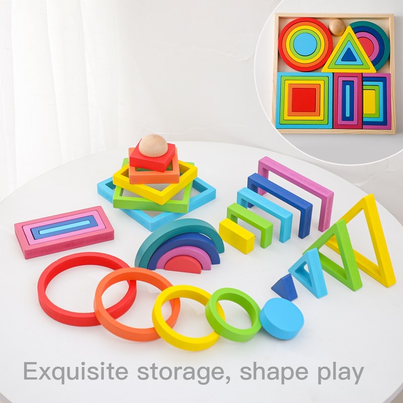 Montessori Wooden Block Toys B - огляд і ціна Wooden Blocks Stacking