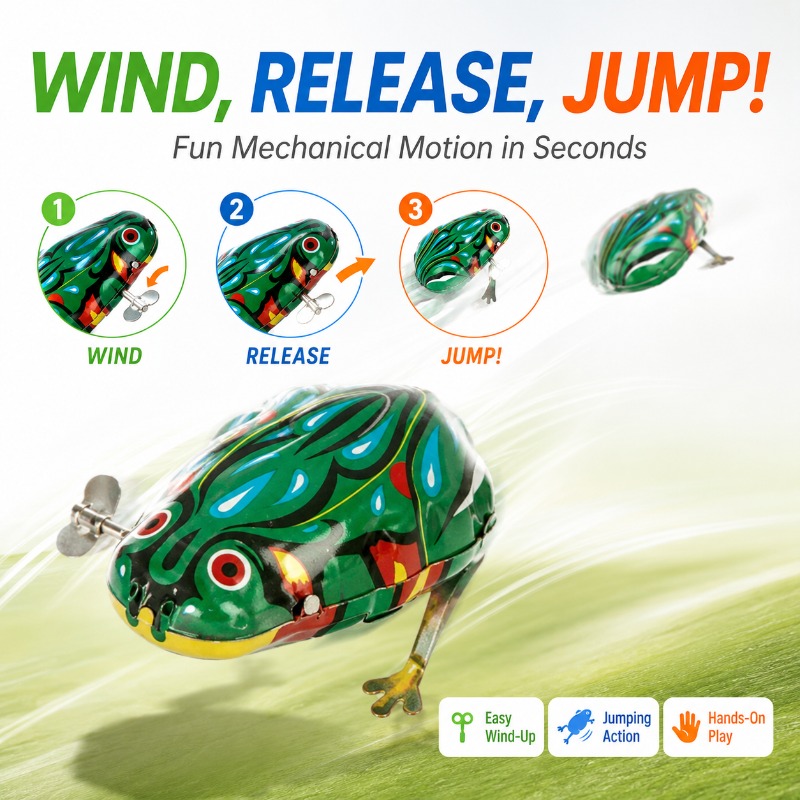 Traditional Wind Up Jumping Fr - огляд і ціна Kids Toys Vintage