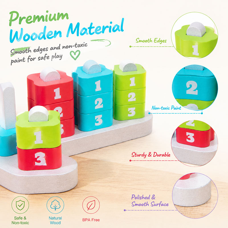 Wooden Number Stacking Blocks  - огляд і ціна Wooden Blocks Stacking