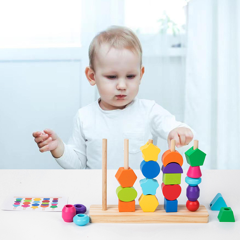 Montessori Wooden Beads Sequen - огляд і ціна Wooden Blocks Stacking