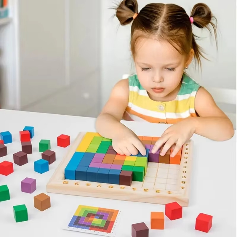 Montessori Color Counting Buil - огляд і ціна Wooden Blocks Stacking