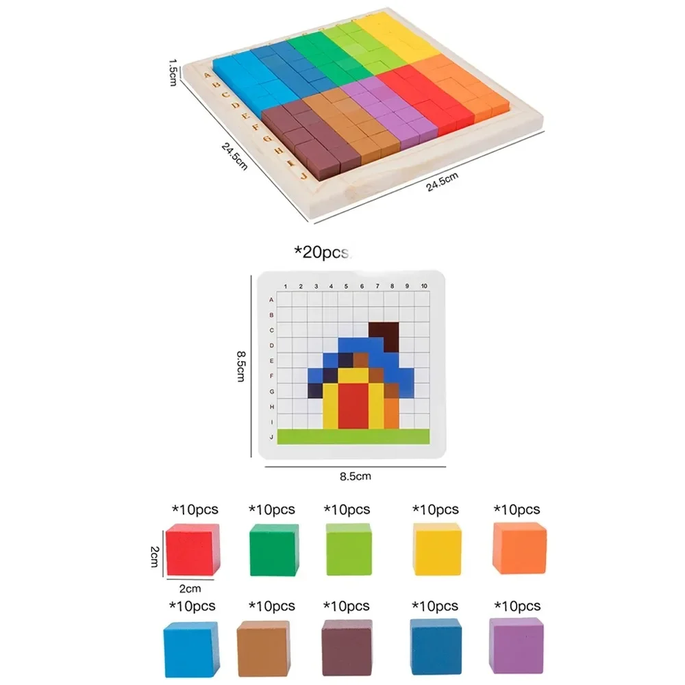 Montessori Color Counting Buil - огляд і ціна Wooden Blocks Stacking